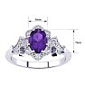 Amethyst Ring: 1 Carat Oval Shape Amethyst and Halo Diamond Ring In Sterling Silver Image-5