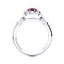 Garnet Ring: 1 Carat Oval Shape Garnet and Halo Diamond Ring In Sterling Silver Image-3