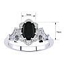 Black Onyx Ring: 1 Carat Oval Shape Black Onyx and Halo Diamond Ring In Sterling Silver Image-5