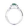 Emerald Ring: 1 Carat Oval Shape Created Emerald and Halo Diamond Ring In Sterling Silver Image-3