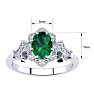 Emerald Ring: 1 Carat Oval Shape Created Emerald and Halo Diamond Ring In Sterling Silver Image-5