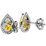 3 Carat Pear Shape Citrine and Halo Diamond Earrings In Sterling Silver Image-4