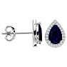 3 Carat Pear Shape Sapphire and Halo Diamond Earrings In Sterling Silver Image-3
