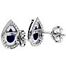 3 Carat Pear Shape Sapphire and Halo Diamond Earrings In Sterling Silver Image-4