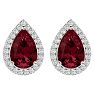 3 Carat Pear Shape Garnet and Halo Diamond Earrings In Sterling Silver Image-2