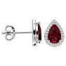 3 Carat Pear Shape Garnet and Halo Diamond Earrings In Sterling Silver Image-3
