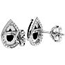 3 Carat Pear Shape Black Onyx and Halo Diamond Earrings In Sterling Silver Image-4
