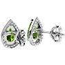 3 Carat Pear Shape Peridot and Halo Diamond Earrings In Sterling Silver Image-4