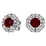 2 Carat Garnet and Diamond Antique Stud Earrings In Sterling Silver Image-1