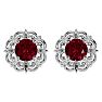 2 Carat Garnet and Diamond Antique Stud Earrings In Sterling Silver Image-2
