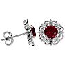 2 Carat Garnet and Diamond Antique Stud Earrings In Sterling Silver Image-3