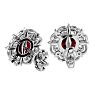 2 Carat Garnet and Diamond Antique Stud Earrings In Sterling Silver Image-4