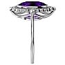 1 1/4 Carat Oval Shape Amethyst and Halo Diamond Ring In 14 Karat White Gold Image-4