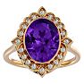 1 1/4 Carat Oval Shape Amethyst and Halo Diamond Ring In 14 Karat Yellow Gold Image-1