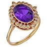 1 1/4 Carat Oval Shape Amethyst and Halo Diamond Ring In 14 Karat Yellow Gold Image-2