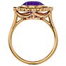 1 1/4 Carat Oval Shape Amethyst and Halo Diamond Ring In 14 Karat Yellow Gold Image-3