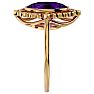 1 1/4 Carat Oval Shape Amethyst and Halo Diamond Ring In 14 Karat Yellow Gold Image-4