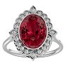 Garnet Ring: Garnet Jewelry: 1 3/4 Carat Oval Shape Garnet and Halo Diamond Ring In 14 Karat White Gold Image-1