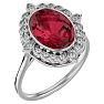 Garnet Ring: Garnet Jewelry: 1 3/4 Carat Oval Shape Garnet and Halo Diamond Ring In 14 Karat White Gold Image-2