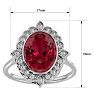 Garnet Ring: Garnet Jewelry: 1 3/4 Carat Oval Shape Garnet and Halo Diamond Ring In 14 Karat White Gold Image-5