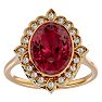 Garnet Ring: Garnet Jewelry: 1 3/4 Carat Oval Shape Garnet and Halo Diamond Ring In 14 Karat Yellow Gold Image-1