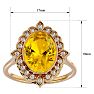 1 1/4 Carat Oval Shape Citrine and Halo Diamond Ring In 14 Karat Yellow Gold Image-5