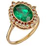 1 1/3 Carat Oval Shape Emerald and Halo Diamond Ring In 14 Karat Yellow Gold Image-2