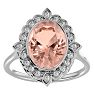 1-1/3 Carat Oval Shape Morganite and Halo Diamond Ring In 14 Karat White Gold Image-1