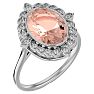 1-1/3 Carat Oval Shape Morganite and Halo Diamond Ring In 14 Karat White Gold Image-2