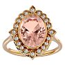 1-1/3 Carat Oval Shape Morganite and Halo Diamond Ring In 14 Karat Yellow Gold Image-1