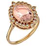 1-1/3 Carat Oval Shape Morganite and Halo Diamond Ring In 14 Karat Yellow Gold Image-2