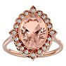 1-1/3 Carat Oval Shape Morganite and Halo Diamond Ring In 14 Karat Rose Gold Image-1