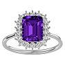 2 1/2 Carat Amethyst and Halo Diamond Ring In 14K White Gold Image-1