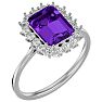 2 1/2 Carat Amethyst and Halo Diamond Ring In 14K White Gold Image-2