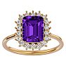 2 1/2 Carat Amethyst and Halo Diamond Ring In 14K Yellow Gold Image-1