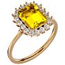 2 1/3 Carat Citrine and Halo Diamond Ring In 14K Yellow Gold Image-2