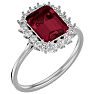 Garnet Ring: Garnet Jewelry: 3 Carat Garnet and Halo Diamond Ring In 14K White Gold Image-2