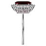 Garnet Ring: Garnet Jewelry: 3 Carat Garnet and Halo Diamond Ring In 14K White Gold Image-4
