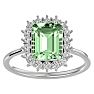2 1/3 Carat Green Amethyst and Halo Diamond Ring In 14K White Gold Image-1