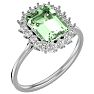2 1/3 Carat Green Amethyst and Halo Diamond Ring In 14K White Gold Image-2