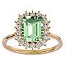 2 1/3 Carat Green Amethyst and Halo Diamond Ring In 14K Yellow Gold Image-1