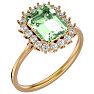 2 1/3 Carat Green Amethyst and Halo Diamond Ring In 14K Yellow Gold Image-2