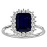 3 1/5 Carat Sapphire and Halo Diamond Ring In 14K White Gold Image-1