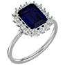 3 1/5 Carat Sapphire and Halo Diamond Ring In 14K White Gold Image-2