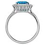 3 Carat Blue Topaz and Halo Diamond Ring In 14K White Gold Image-3