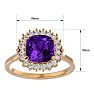 2 1/2 Carat Cushion Cut Amethyst and Halo Diamond Ring In 14K Yellow Gold Image-5