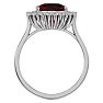 Garnet Ring: Garnet Jewelry: 3 1/2 Carat Cushion Cut Garnet and Halo Diamond Ring In 14K White Gold Image-3