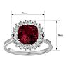 Garnet Ring: Garnet Jewelry: 3 1/2 Carat Cushion Cut Garnet and Halo Diamond Ring In 14K White Gold Image-5