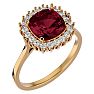 Garnet Ring: Garnet Jewelry: 3 1/2 Carat Cushion Cut Garnet and Halo Diamond Ring In 14K Yellow Gold Image-2
