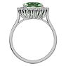 2 1/2 Carat Cushion Cut Green Amethyst and Halo Diamond Ring In 14K White Gold Image-3